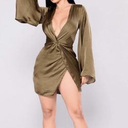 Fashion Nova Size Small Cocktail Olive Green Dress
