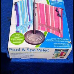 O2COOL Bronze Finish Pool & Spa Valet, Adjustable Pool & Patio Towel Rack Stand, Pool Accessories, Weighted Base Outdoor Pool Rack