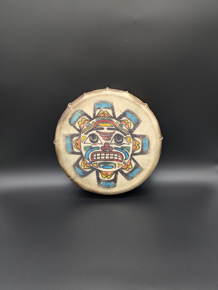 Handmade Painted & Signed Native American "Sun Drum"