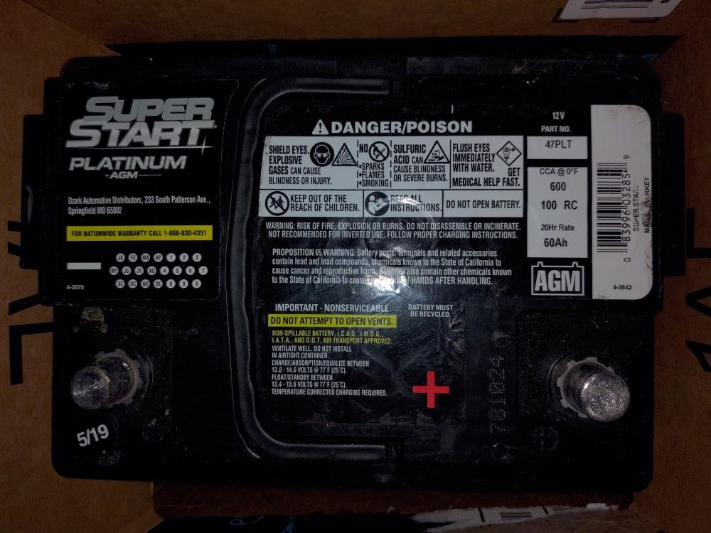 Super Start Platinum AGM group size 47 car Battery AGM Gell brand new ...