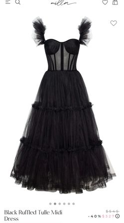 Milla black tulle midi dress