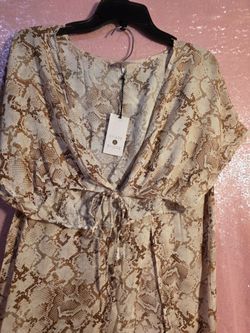 Womens 2pcs Beige Snake Print Outfit