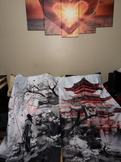 Japanese Pagoda Cherry Blossom Curtains