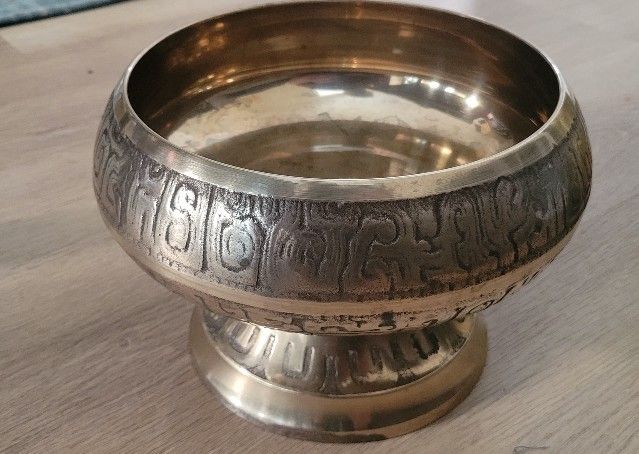 Midcentury Modern Bowl Brass Pedestal