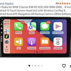 Car Radio for BMW 3 Series E46 M3 325i 330i 1，9 Inch Android 13 Touch Screen Head Unit with Wireless CarPlay & Android Auto,GPS Navigation,HD 