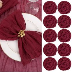100 Pack Gauze Cheesecloth Napkins Wrinkled Table Napkins Soft Cotton Cloth Napkins Rustic Decorative Napkins for Weddings Party Dinner Table Everyday