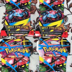 Mega Evolution Four Packs New Sleeved And Sealed Set 