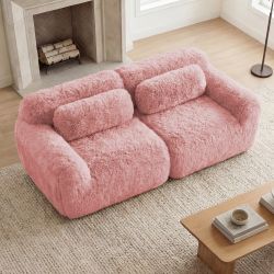 Durham 80" Modular Plush Cloud Loveseat Sofa with Pillows
