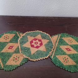 Vintage Boho Wooden Bead Mats 