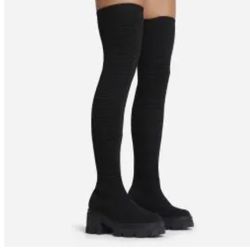Over The Knee Thigh High Sock Boot Ribbed Knit
