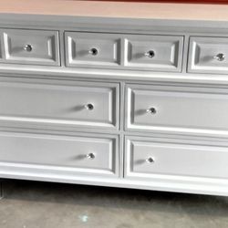 7 Drawer Solid White Wood Lowboy Dresser