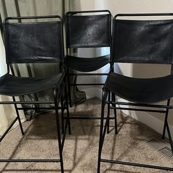 Ward Sling Metal Counter Height Barstool Black Faux Leather