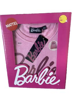 BARBIE PINK Sweatshirt In Gift Box GLITTER LOGO Girl's/Womens Sz 10/12 New With Box And Tags