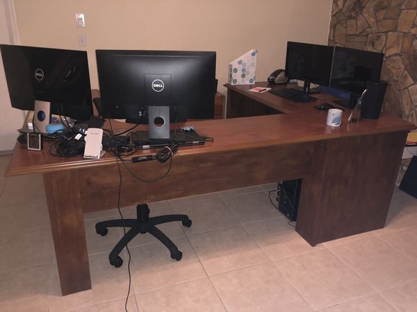 Large U Shaped Home Office Desk Cherry For Sale In Port St
