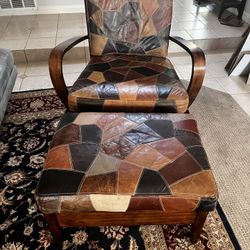 designer leather chair with ottoman