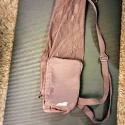 Athletic Works Thick Comfortable Heather Grey Yoga Mat With Pretty lavender Yoga Mat Carrier 