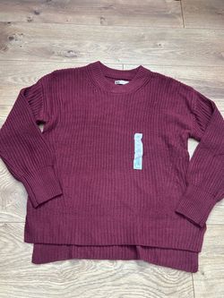 SO Burgundy Knit Crewneck Sweater β Size M