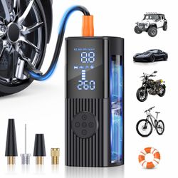 Tire Inflator Portable Air Compressor, 180PSI And 3X Faster Inflation Portable Air Compressor With Digital Pressure Gauge, Cordless Air Pump With Powe