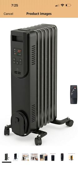 Comfort Zone 1500W Digital Oil-Filled Radiator Heater – Portable Electric Space Heater with Remote, 12H Timer & 360° Swivel Wheels – Silent Radiant He