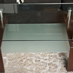 Rectangle Glass Table with Metal Legs for Living Room - 39" x 23.5" x 17.5"