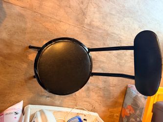 Black Padded Stool with Backrest