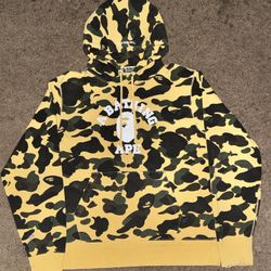 BAPE 1st Camo College Pullover Hoodie Yellow