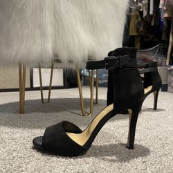 Gianni Bini Black Suede and Leather Black Sandal Pump