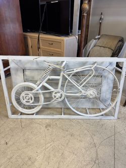 Vintage White Metal Bicycle Wall Art