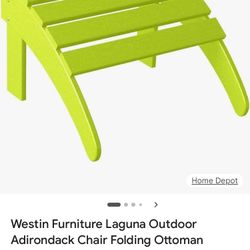 Westin Furniture Laguna Outdoor Adirondack Chair Folding Ottoman - Lime