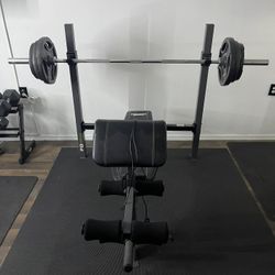 Weight Bench, Bar And Weights