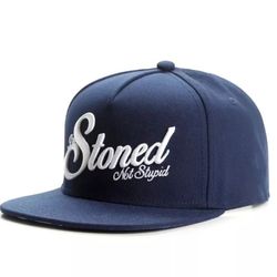 Stoned Not Stupid Snapback Flat Brim Hat