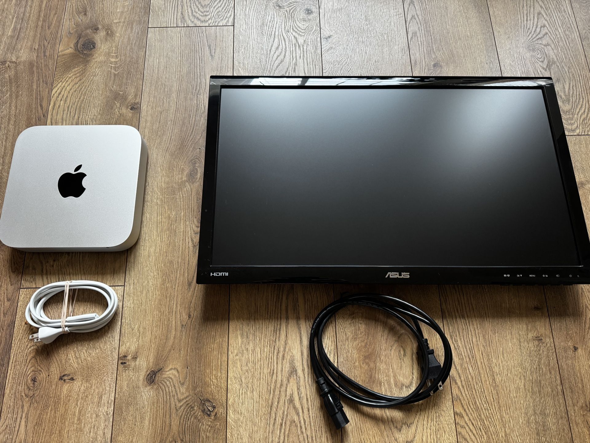 Mac mini  Model A1347 + ASUS VS247H-P 23.6'' LCD Monitor  (No Stand).  2.6 GHz Dual-Core Intel Core i5. 8 GB 1600 MHz DDR3. Capacity: 250GB SATA 5400r