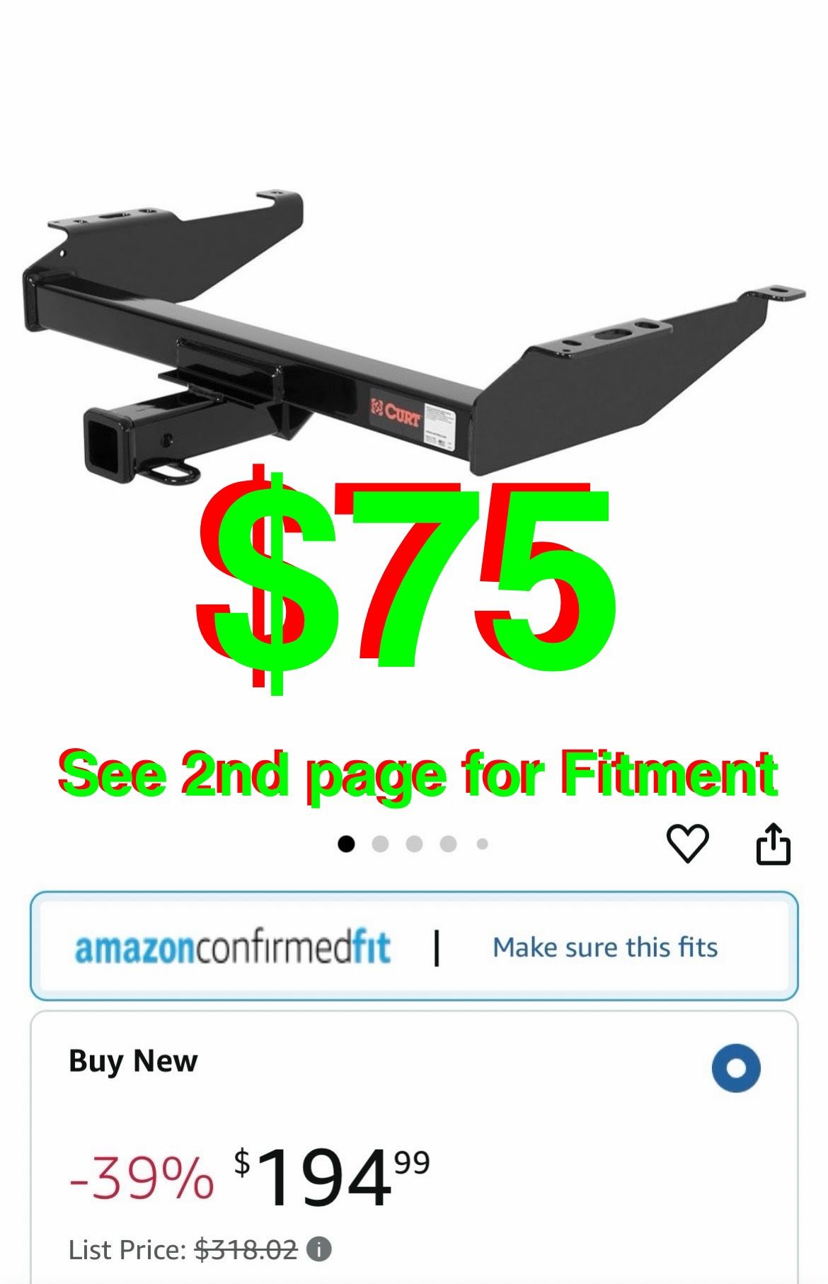 13042 Class 3 Trailer Hitch, 2-Inch Receiver, Fits Select Chevrolet Silverado, GMC Sierra, C-Series See Page 2 For Fitment.