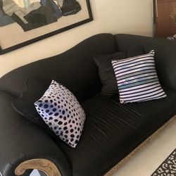 Elegant Black Reupholstered  Love Seats 