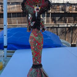 Skeleton in pink flower dress