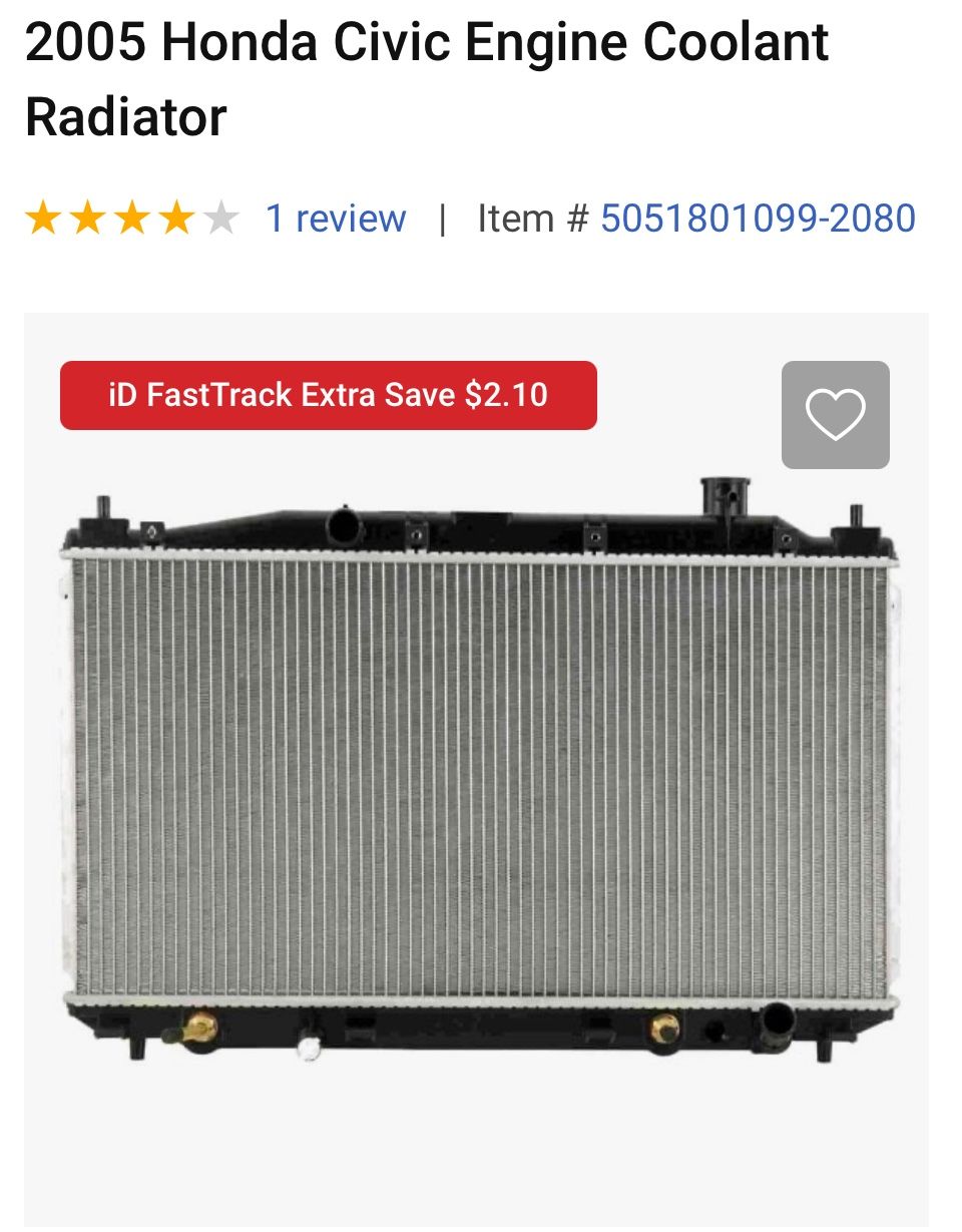 2005 Honda Civic 1.8 Radiator