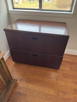 2-Drawer Office Credenza / Storage Cabinet – Cherry/Mahogany Finish