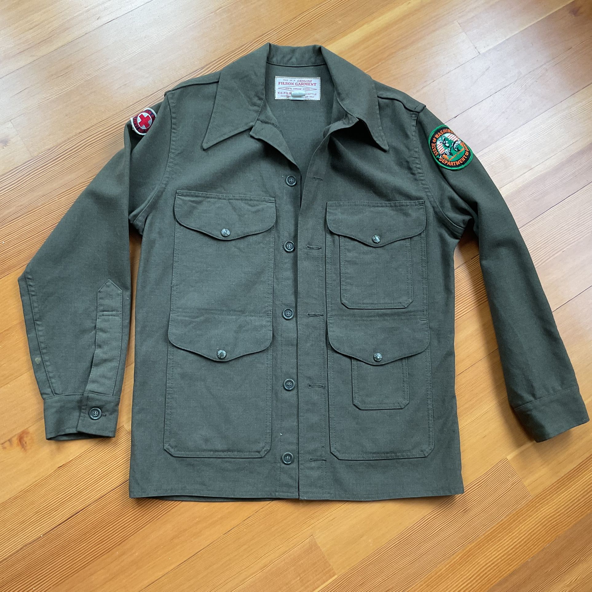 FILSON Wool Cruiser Jacket. Washington State Department of Game Uniform Jacket from the early 1960s.
