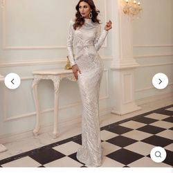 White and Silver Sequin Dress 