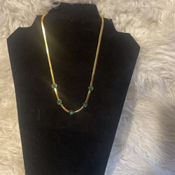 18Karats Gold Filled Emerald Stone Necklace 