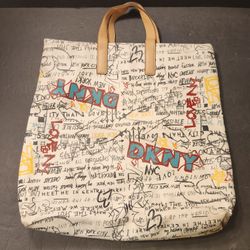 DKNY Tilly Graffiti Tote Bag White Multicolor NYC Street Art Purse 02868