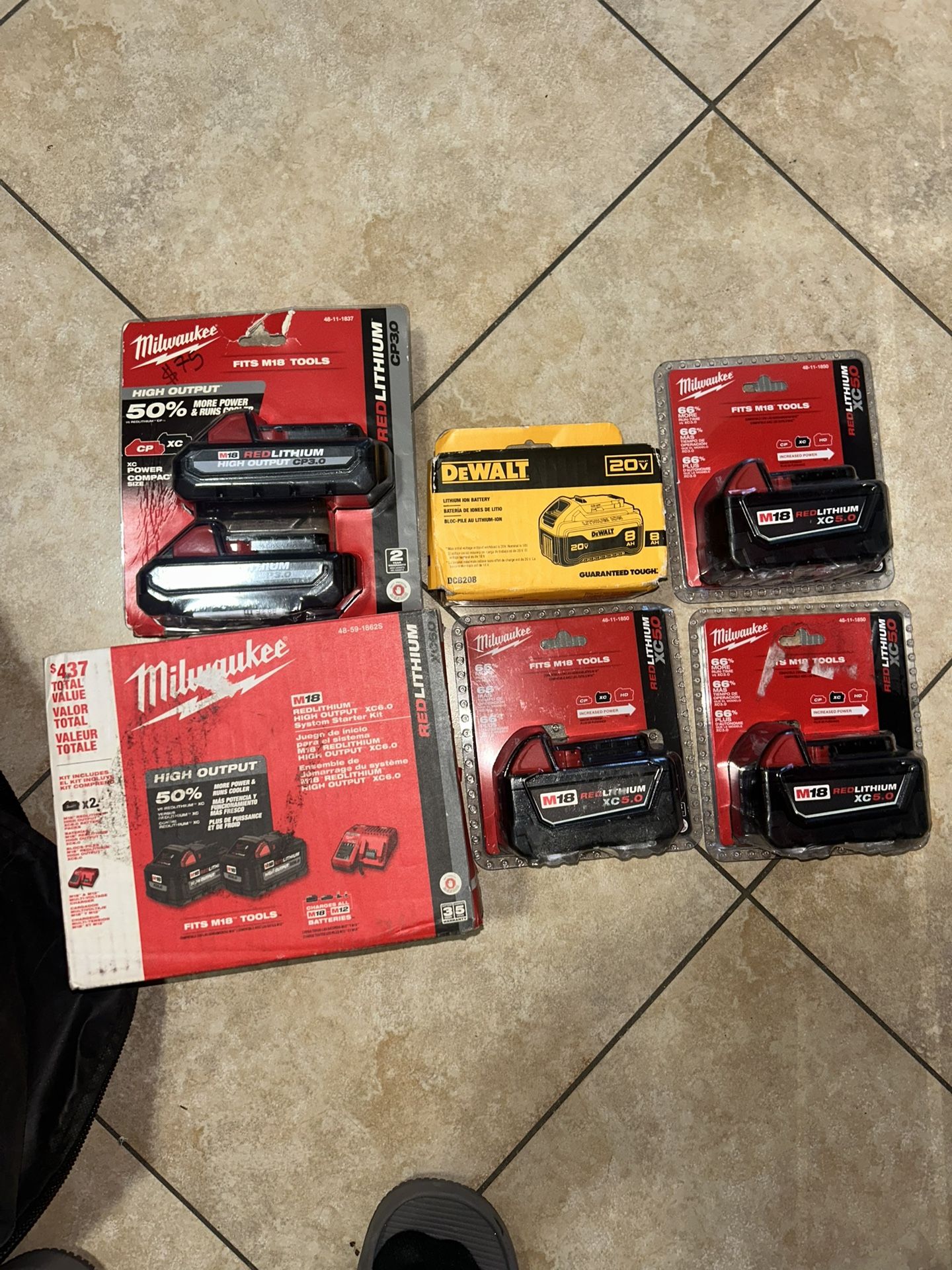Milwaukee / Dewalt Batteries For Sale