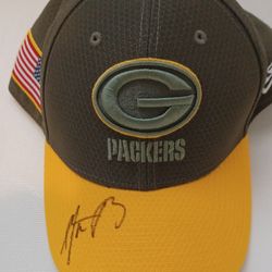GREEN BAY PACKERS AARON RODGERS AUTOGRAPHED OFFICIAL SALUTE TO SERVICE CAP WITH BECKETT LETTER OF AUTHENTICITY 