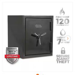 NEW IN BOX SANCTUARY Platinum 3.32 cu. ft. Fireproof/Waterproof Home and Office Safe w/ Biometric Lock, Dark Gray Metallic Finish