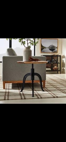 Round Wood End Table with Adjustable Height Brown - Threshold™️ designed with Studio McGee
