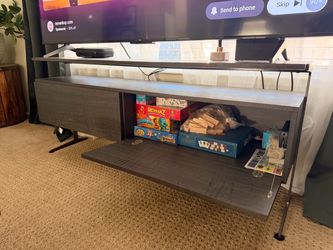 Dark Gray TV Stand with Open Shelving