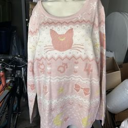 Sailor Moon Luna & Sailor Guardian Symbols Women's Holiday Sweater size XL as is
