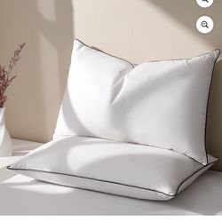 Feather Down Pillows Set of 2, Medium Firm Hotel Bed Pillow 2 Pack,  Queen size