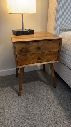 Wood Nightstand with Two Drawers