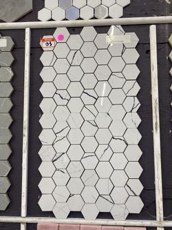 1.5 Hexes - Nero Marquina White Hexes For Just $15/sf - IN STOCK